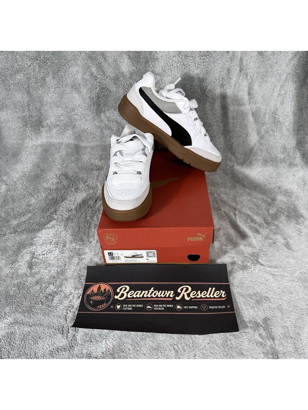 PUMA Youth Size 4.5 Park Lifestyle SK8 Big Kids White Black Gray Gum 401949-01